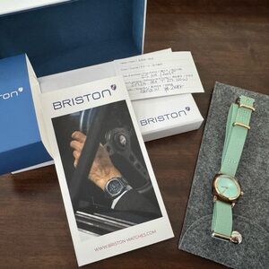 NWT Briston Clubmaster Lady HM Gold Aqua green